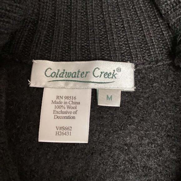 Coldwater Creek M Black Boiled Wool Winter Zip Vest Breezy Evenings Cat 35K - Picture 10 of 11